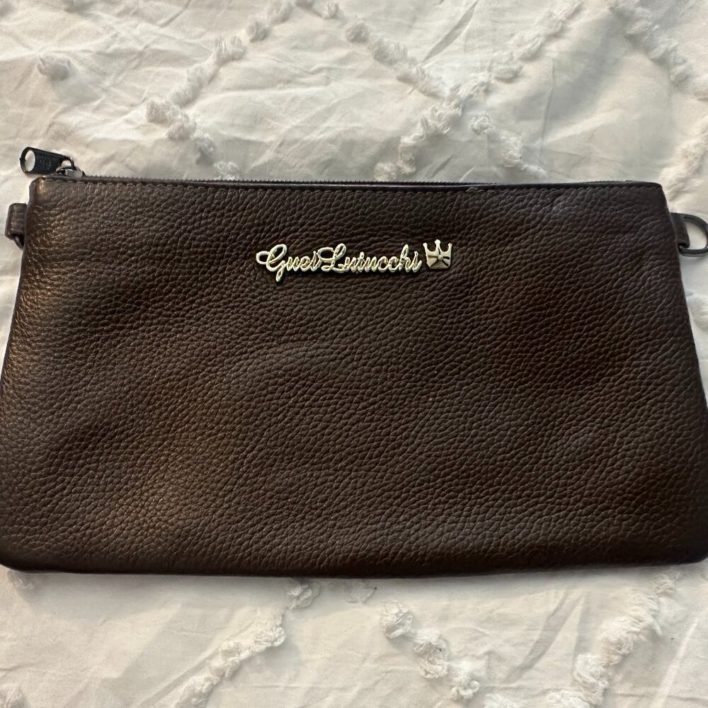 Guei Lutucchi Milano Genuine Leather Clutch Italian Design Crown Logo